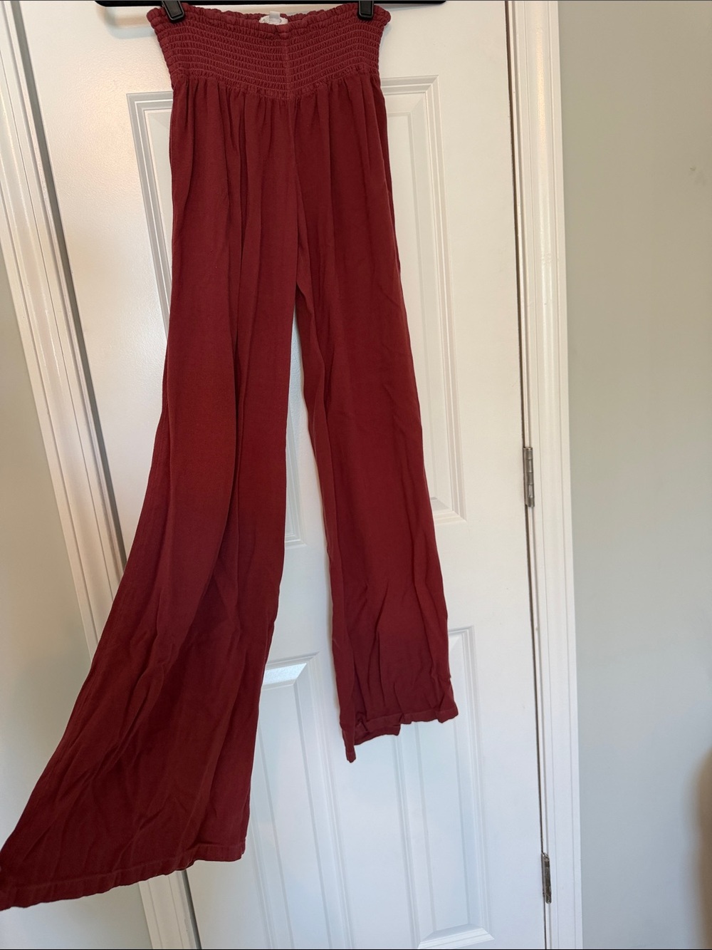 Wide-Leg Smocked Waist Pants